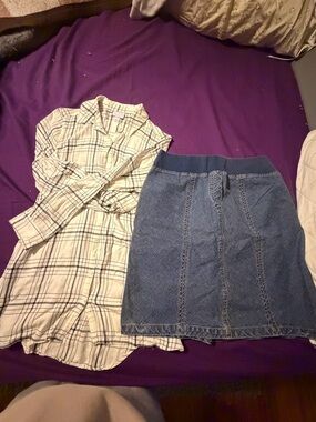 Motherhood Maternity Blue Denim Maternity Skirt with Elastic Waistband